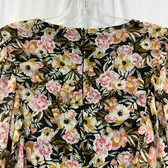 Fate Womens Floral Tiered Ruffle Dress Long Dolman Sleeve Belted Size Small - Picture 5 of 8